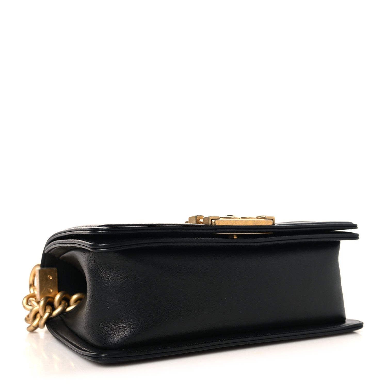 Calfskin Quilted Small Boy Flap Black