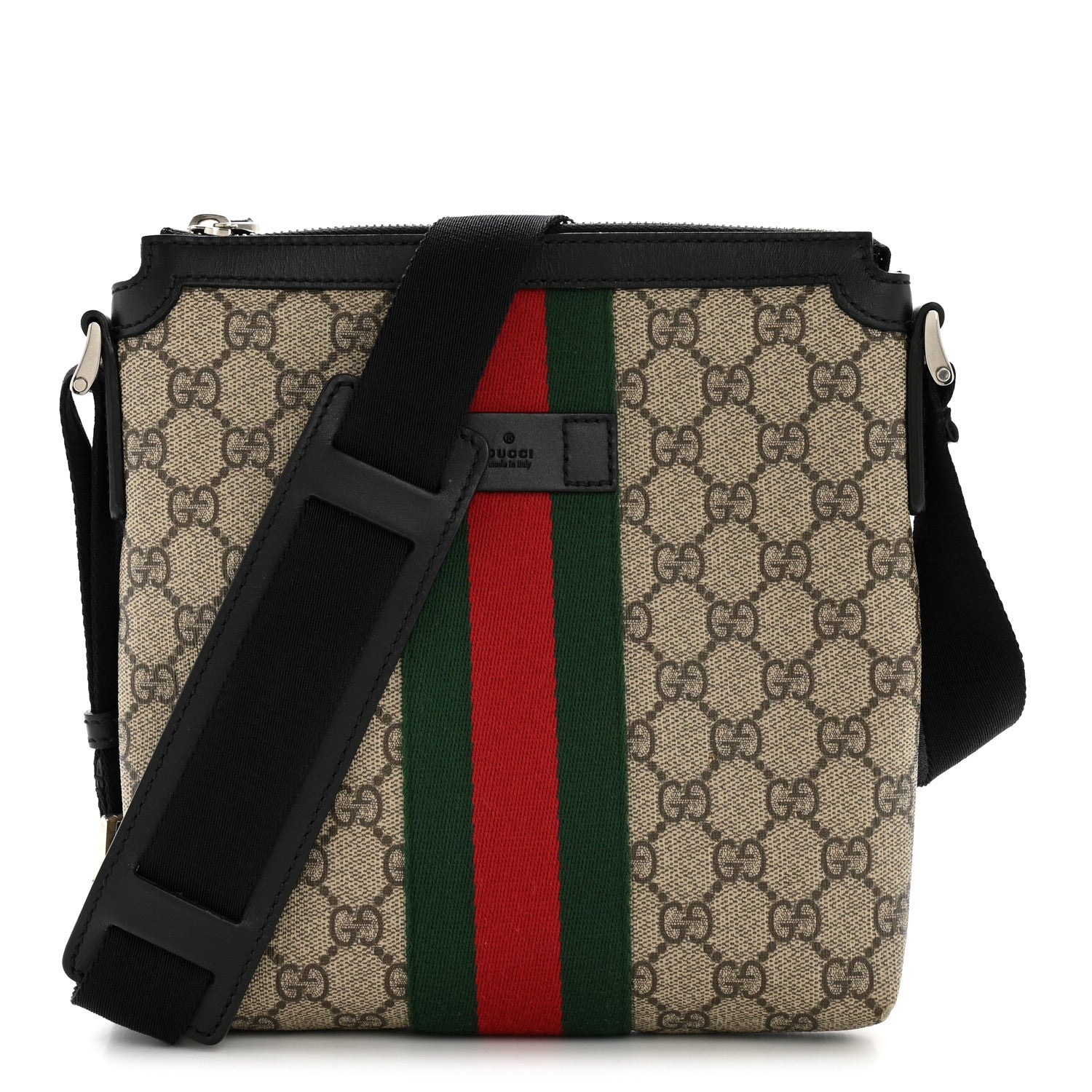 GG Supreme Monogram Web Messenger Bag Black