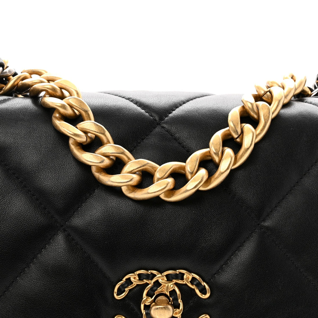 Lambskin Quilted Large Chanel 19 Flap Black