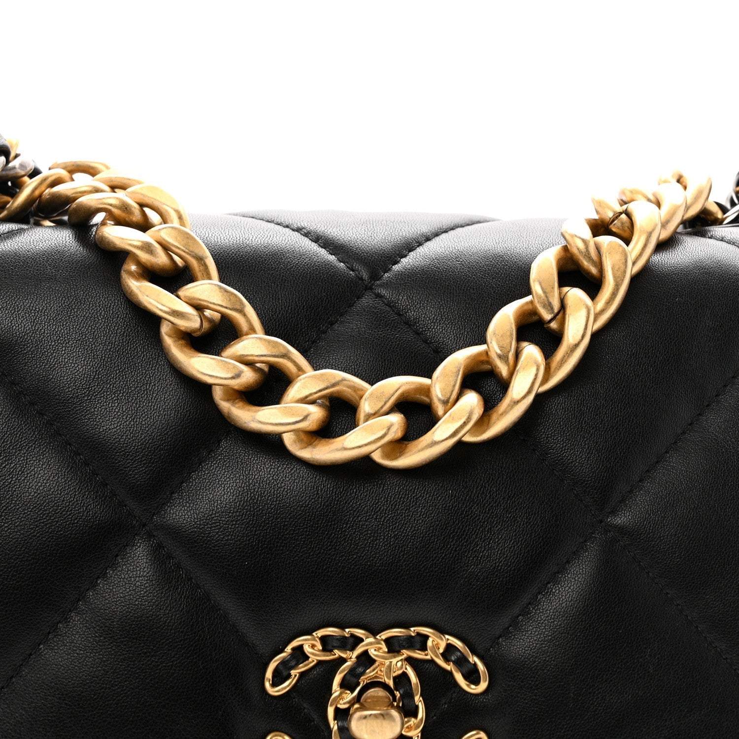 Lambskin Quilted Large Chanel 19 Flap Black