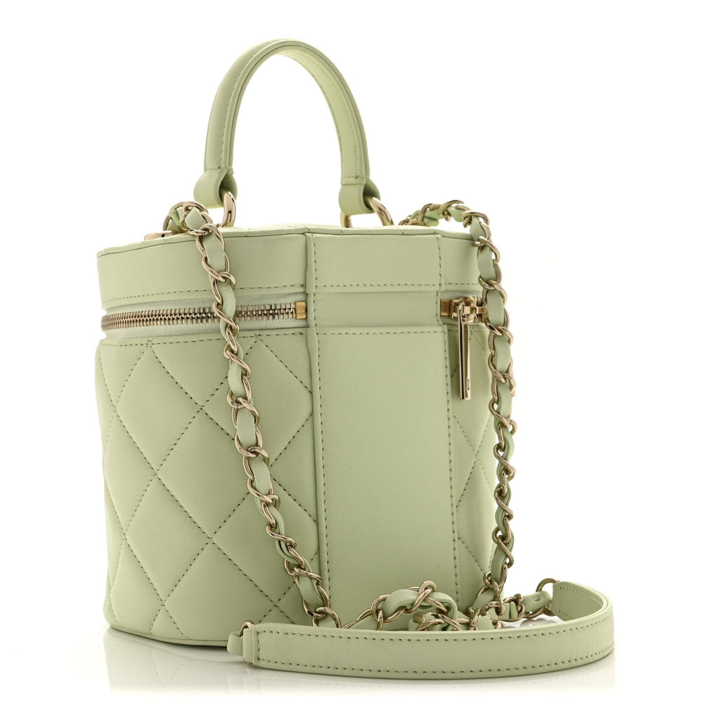 Lambskin Quilted Trendy Vanity Case Sea Green