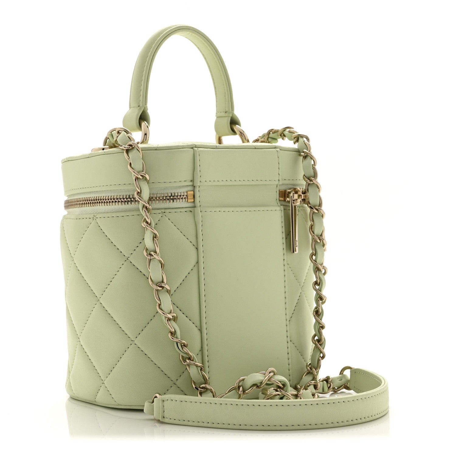 Lambskin Quilted Trendy Vanity Case Sea Green
