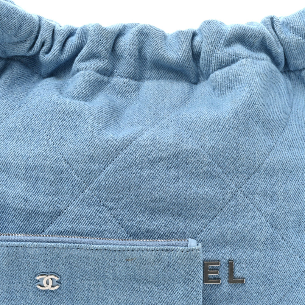 Denim Quilted Chanel 22 Light Blue