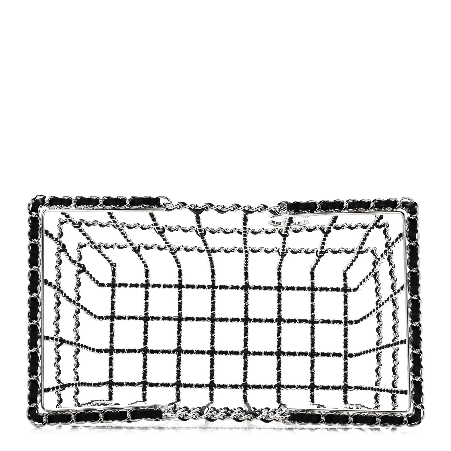Brass Calfskin Medium Grocery By Chanel Shopping Basket Silver