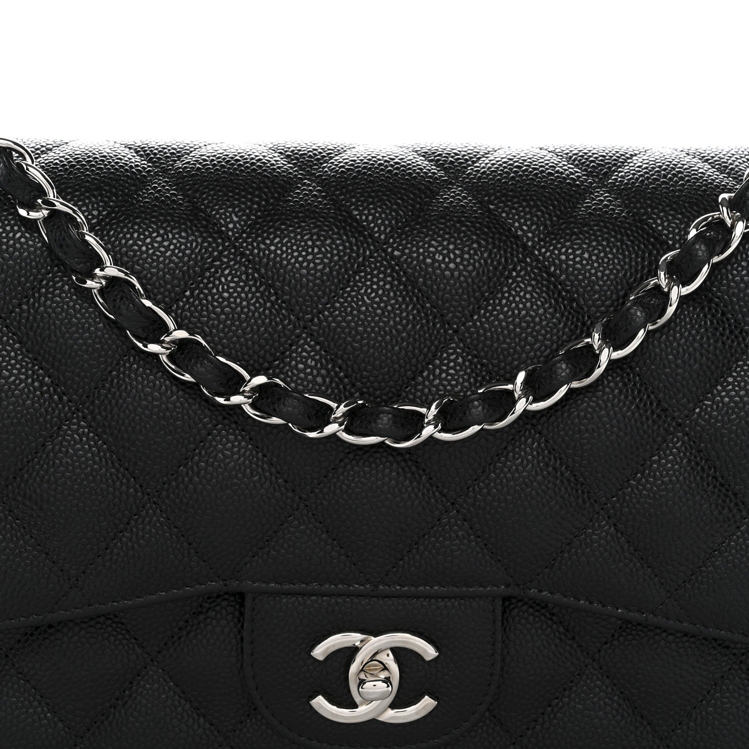 Caviar Quilted Jumbo Double Flap Black