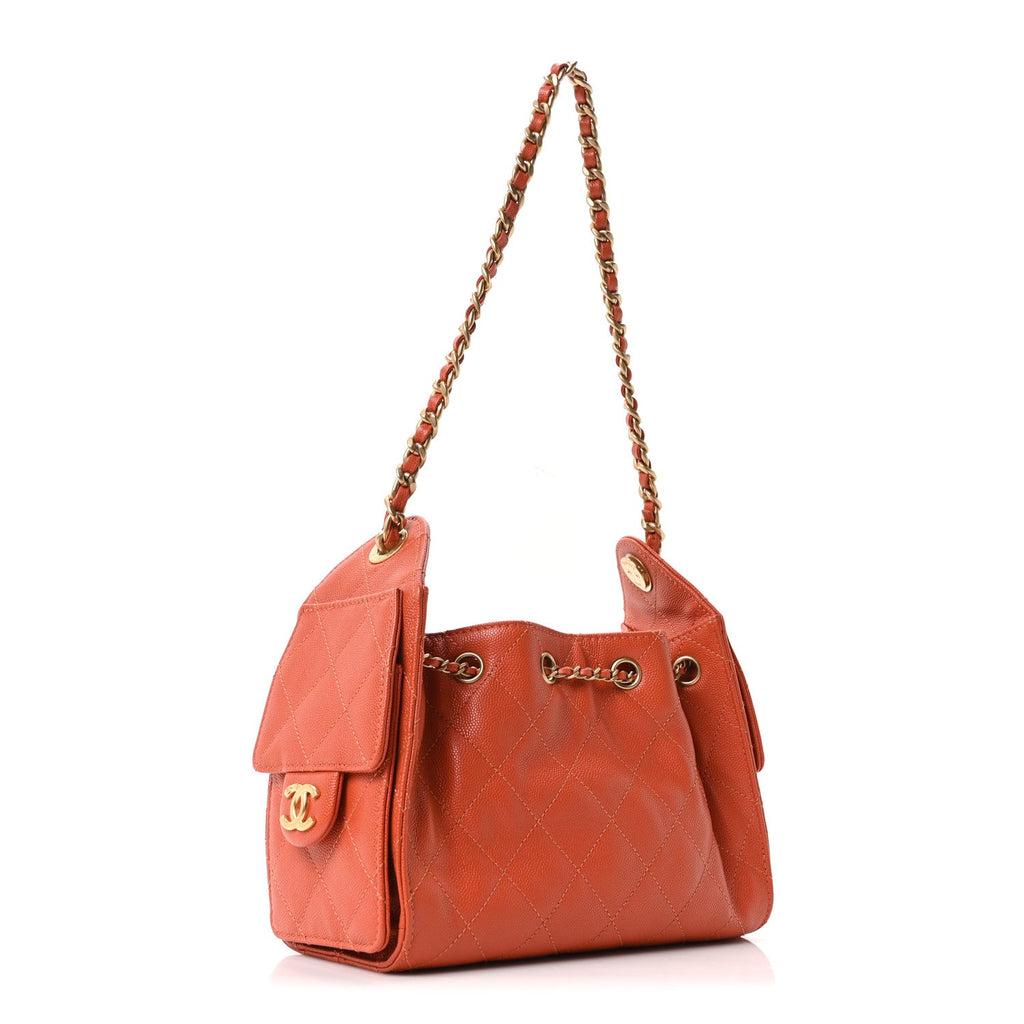 Caviar Quilted Mini Chanel 25 Handbag Dark Orange