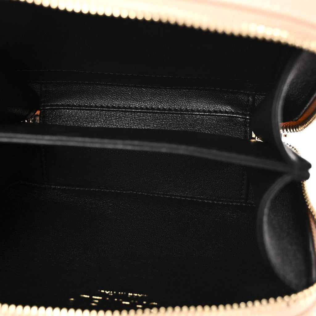 Caviar Quilted Small CC Filigree Vanity Case Beige Black