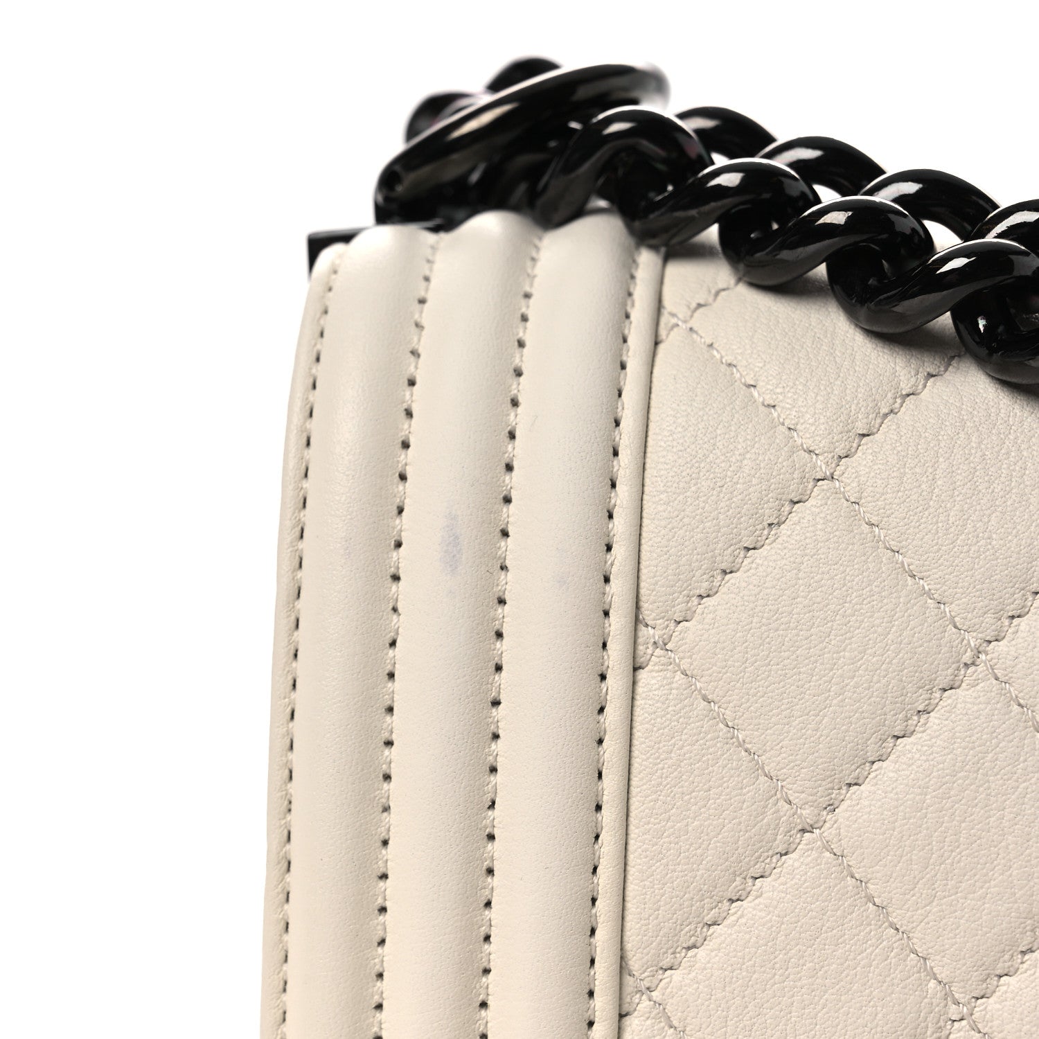 Calfskin Quilted Medium Boy Flap White