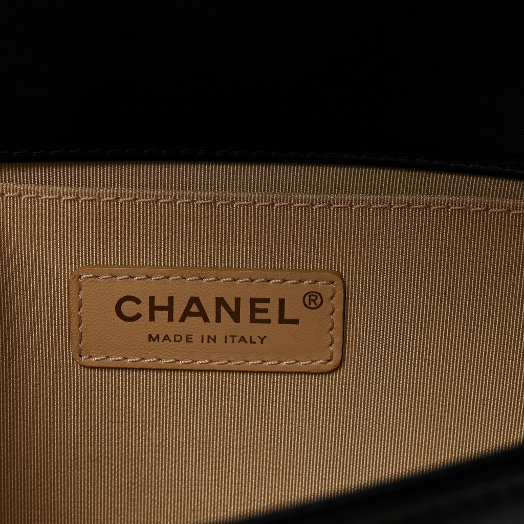 Lambskin Chain Quilted Medium Boy Flap Black