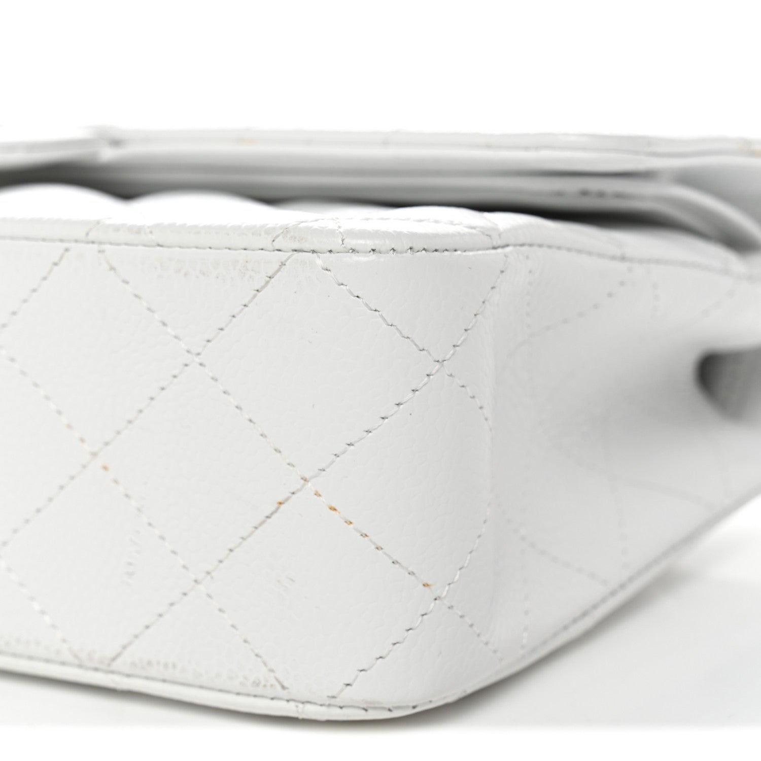 Caviar Quilted Medium Double Flap White