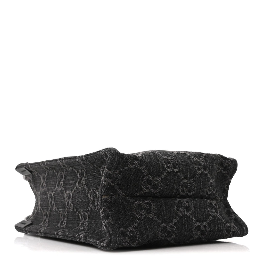 Denim GG Monogram Calfskin Mini Ophidia Tote Bag Black