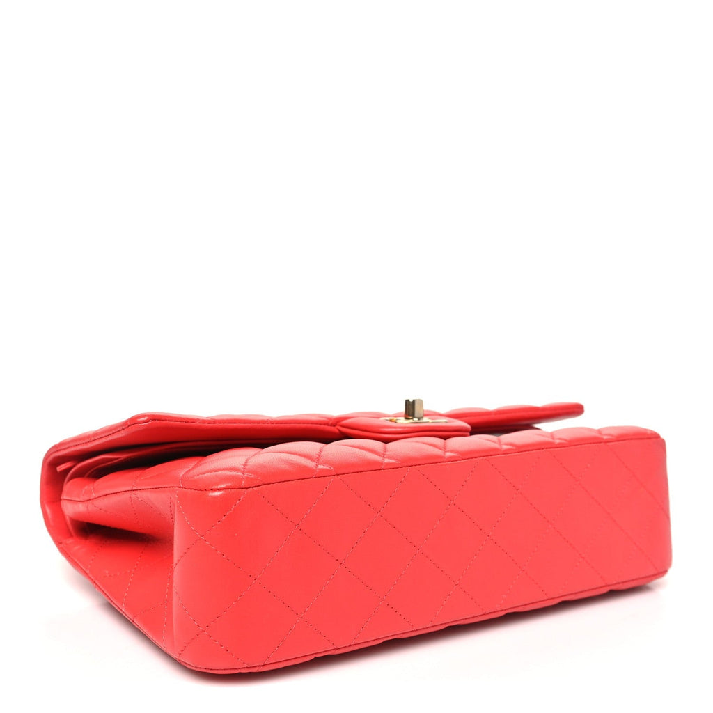 Lambskin Quilted Medium Double Flap Dark Pink