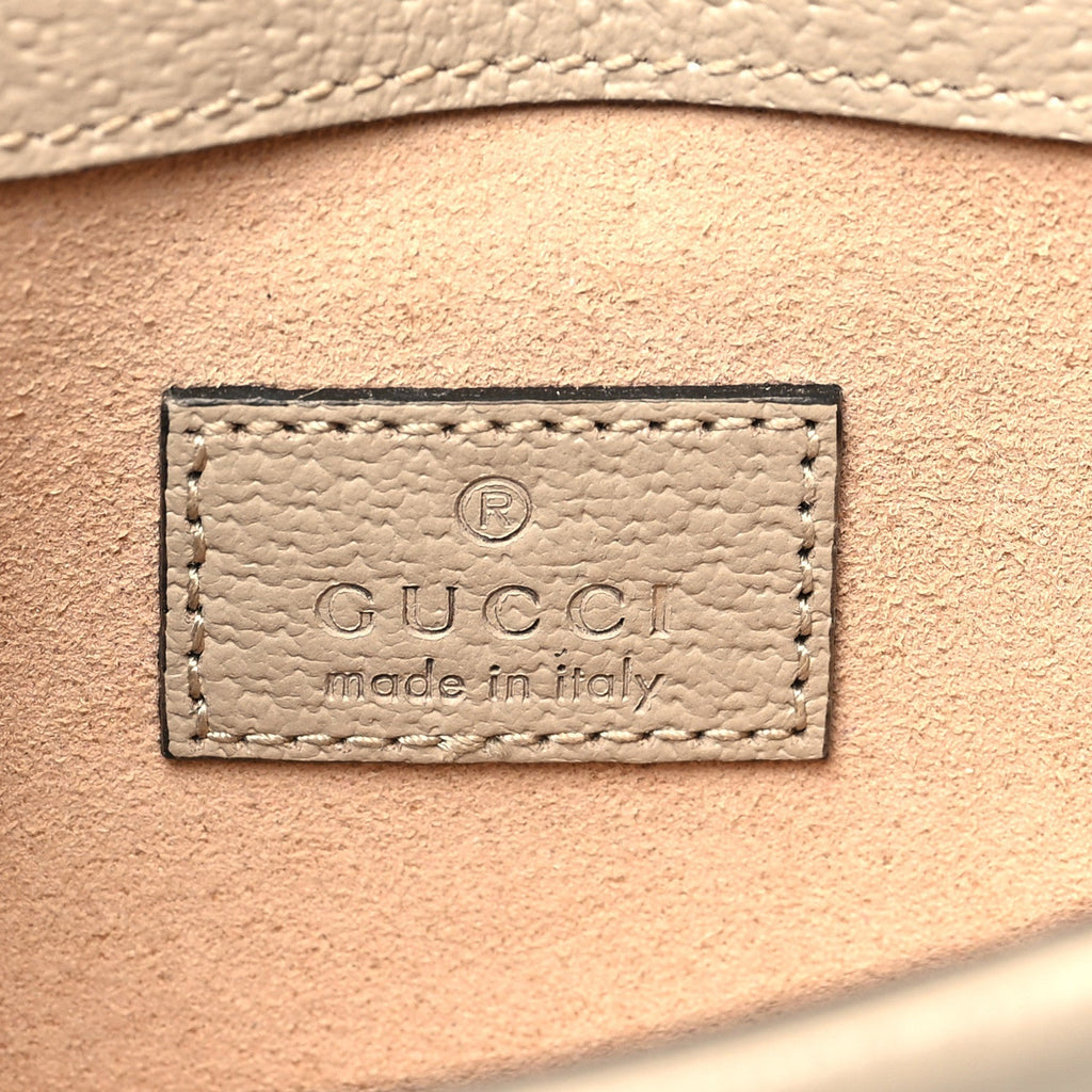 GG Supreme Monogram Textured Dollar Calfskin Super Mini Dionysus Shoulder Bag Beige Mystic White Oatmeal