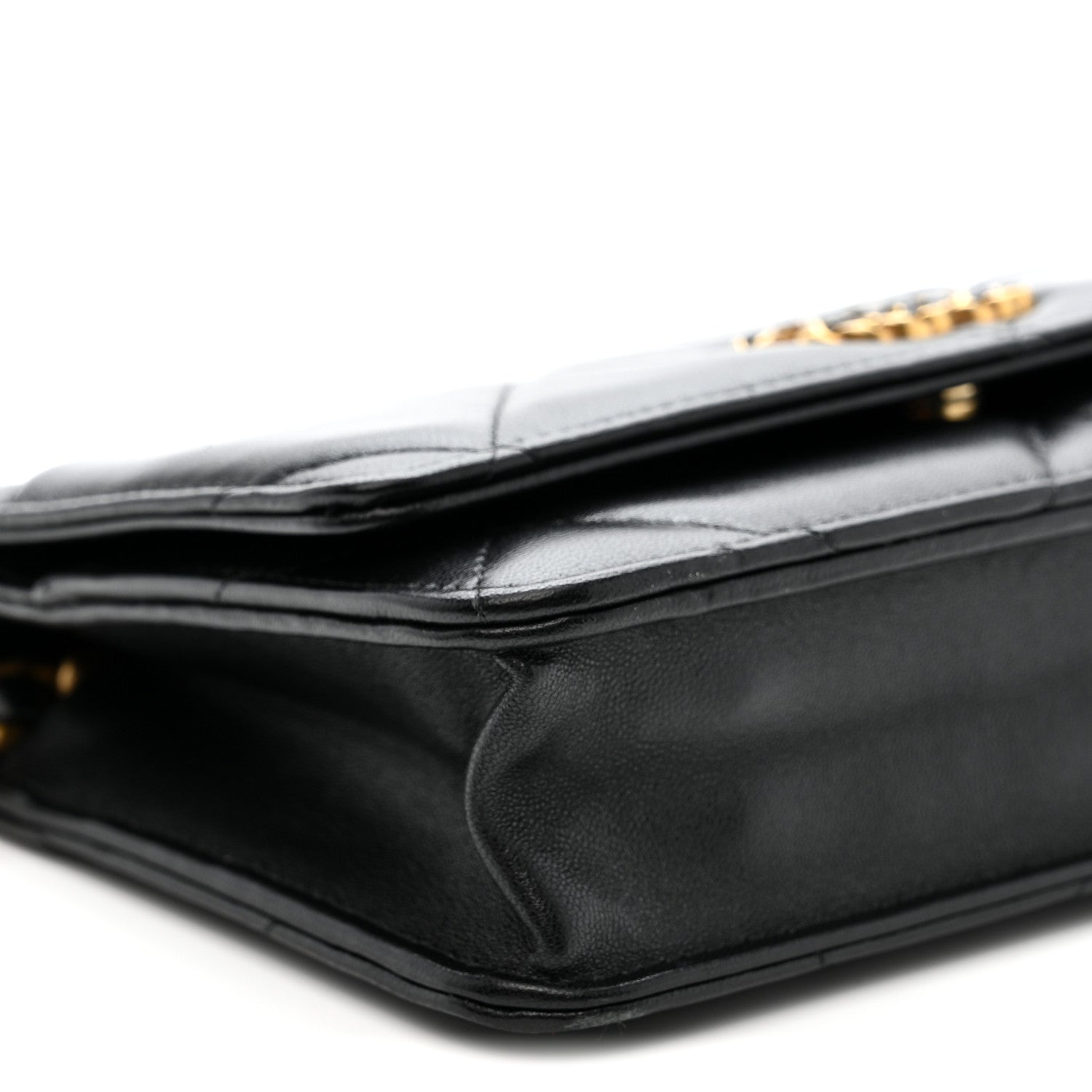 Lambskin Quilted Chanel 19 Wallet On Chain WOC Black