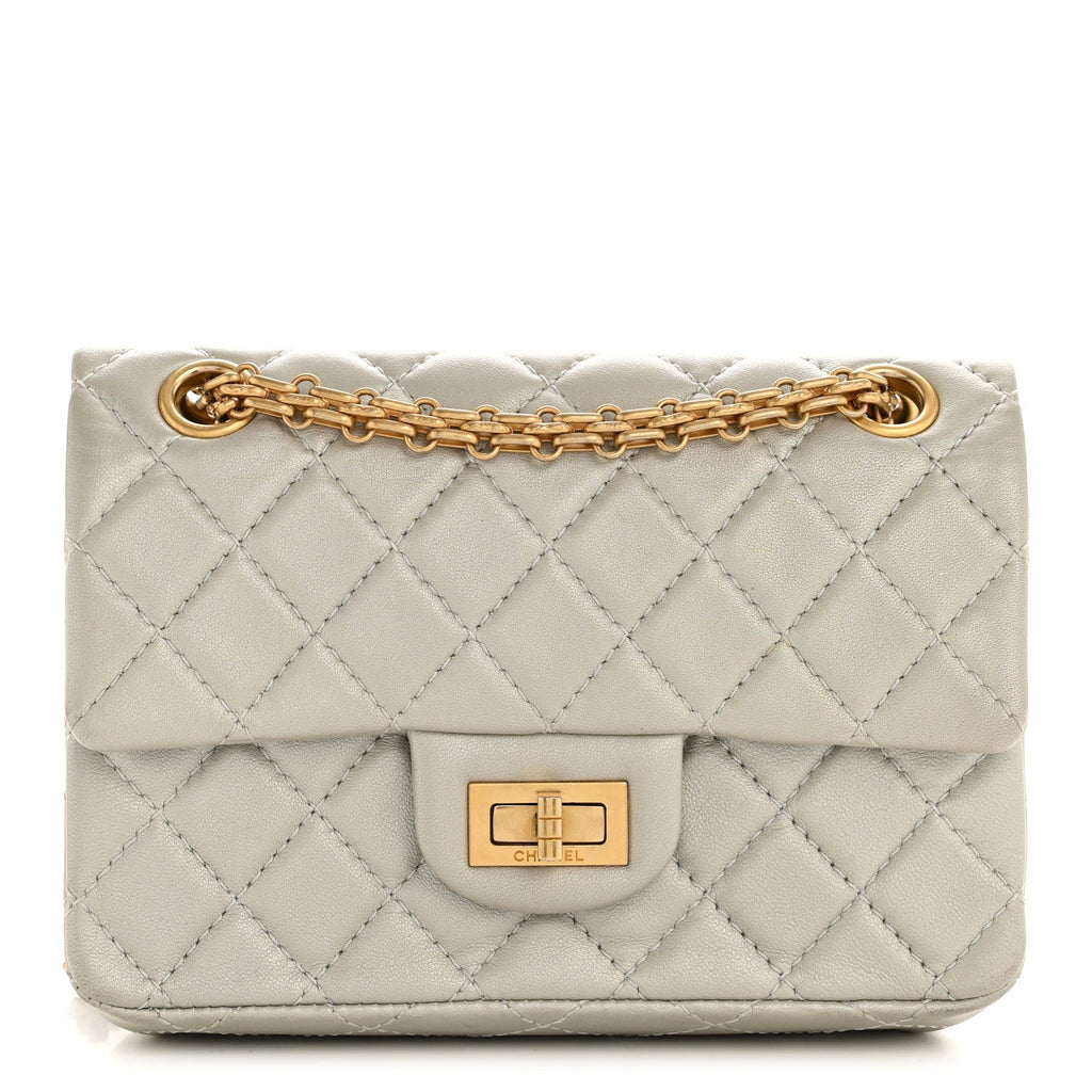 Metallic Goatskin Quilted 2.55 Reissue Mini Flap Silver