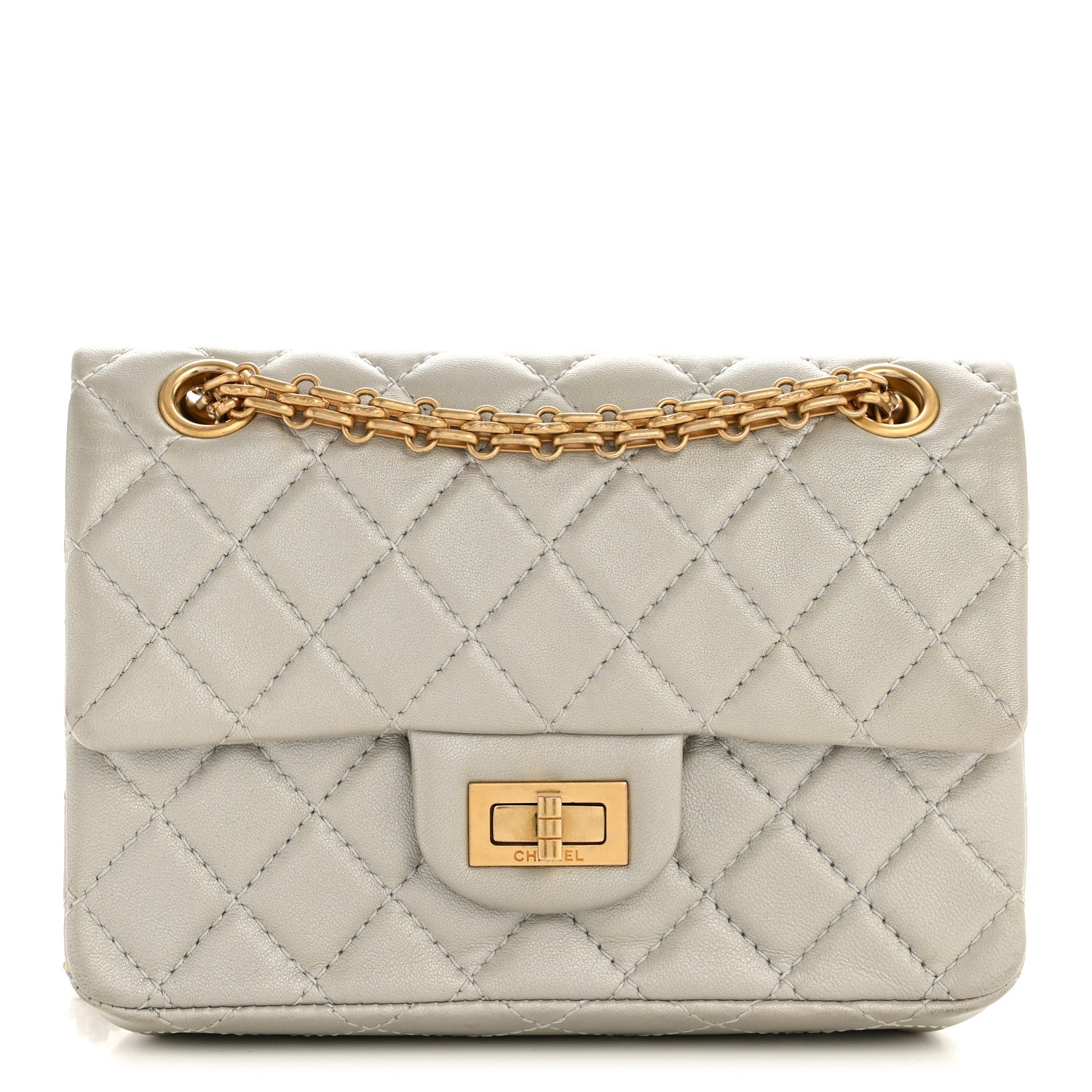 Metallic Goatskin Quilted 2.55 Reissue Mini Flap Silver