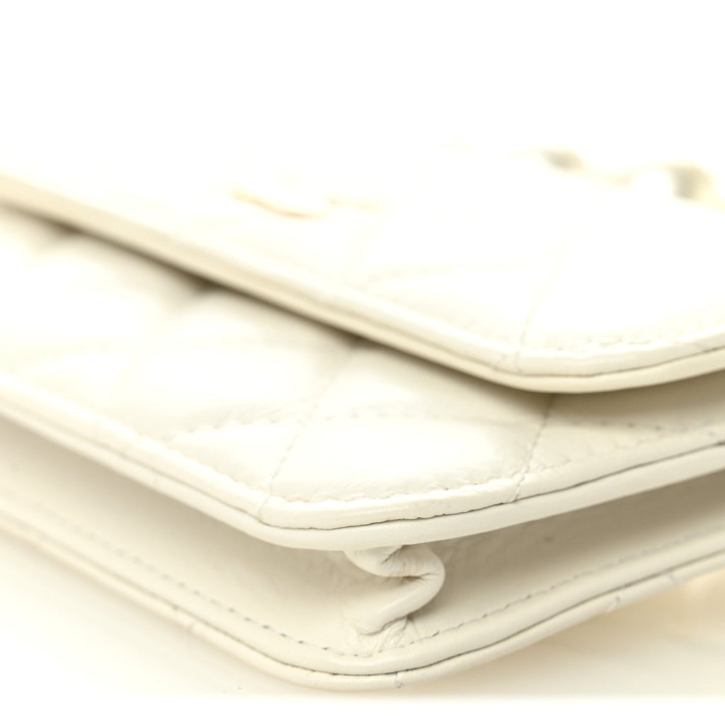 Calfskin Quilted Mini Maxi Pearls Wallet On Chain WOC White