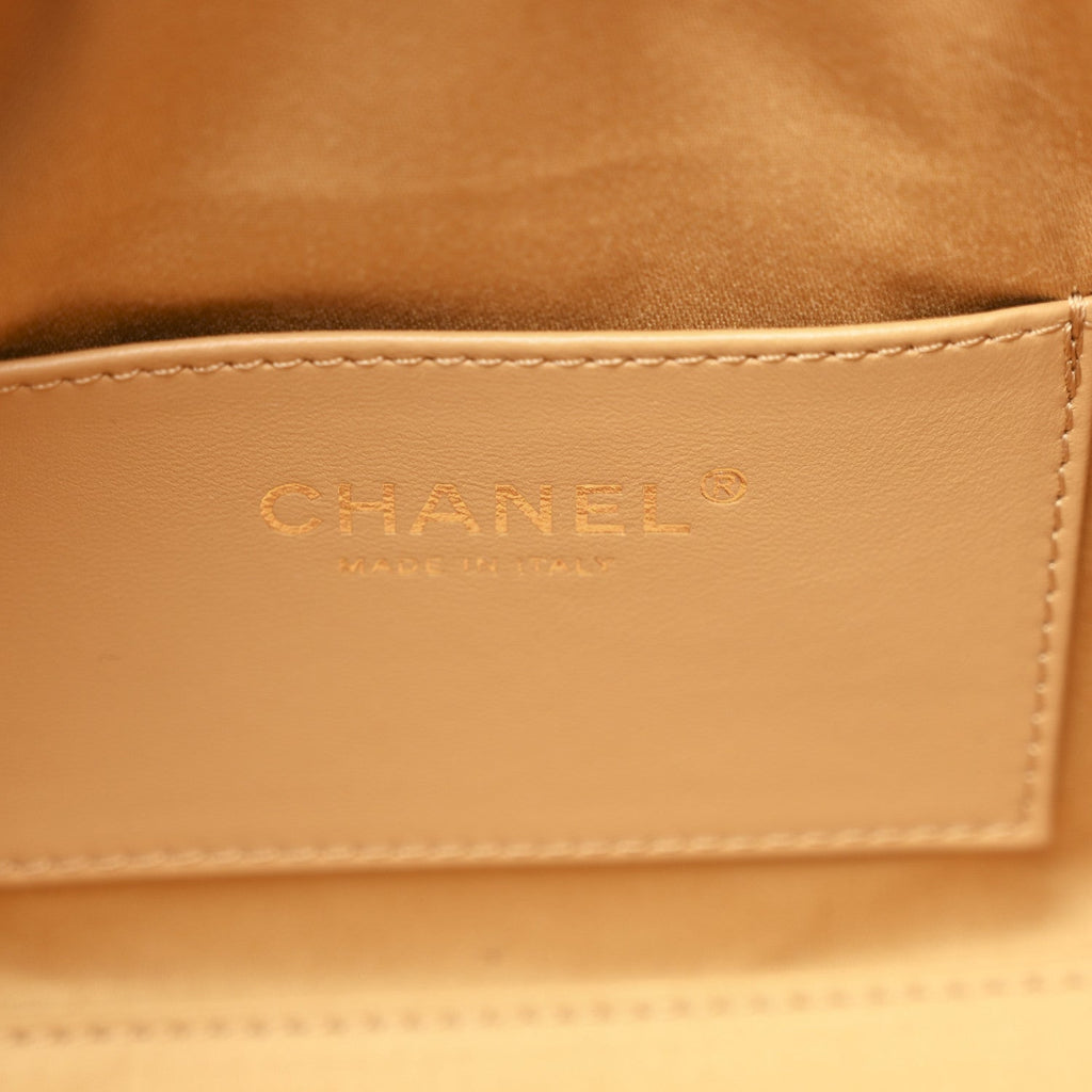 Suede Quilted Mini Chanel 25 Handbag Beige