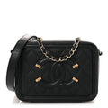 Caviar Quilted CC Filigree Vanity Clutch With Chain Black