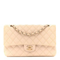 Caviar Quilted Medium Double Flap Light Beige