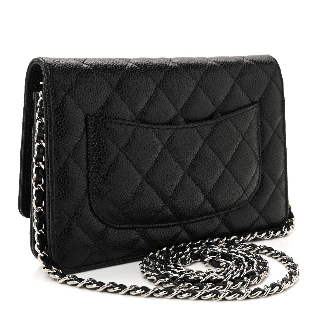 Caviar Quilted Wallet on Chain WOC Black