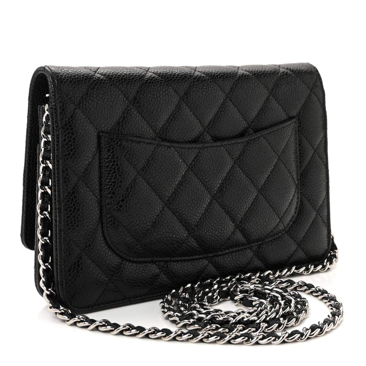 Caviar Quilted Wallet on Chain WOC Black