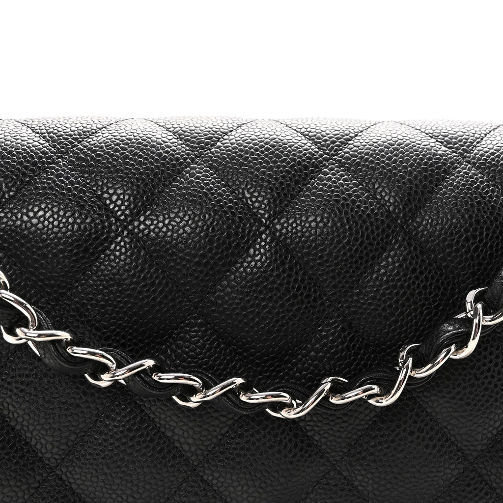 Caviar Quilted Jumbo Double Flap Black