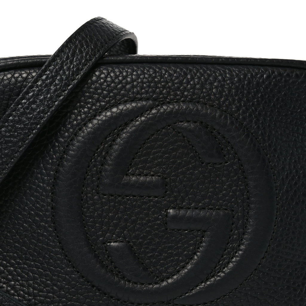 Pebbled Calfskin Small Soho Disco Bag Black