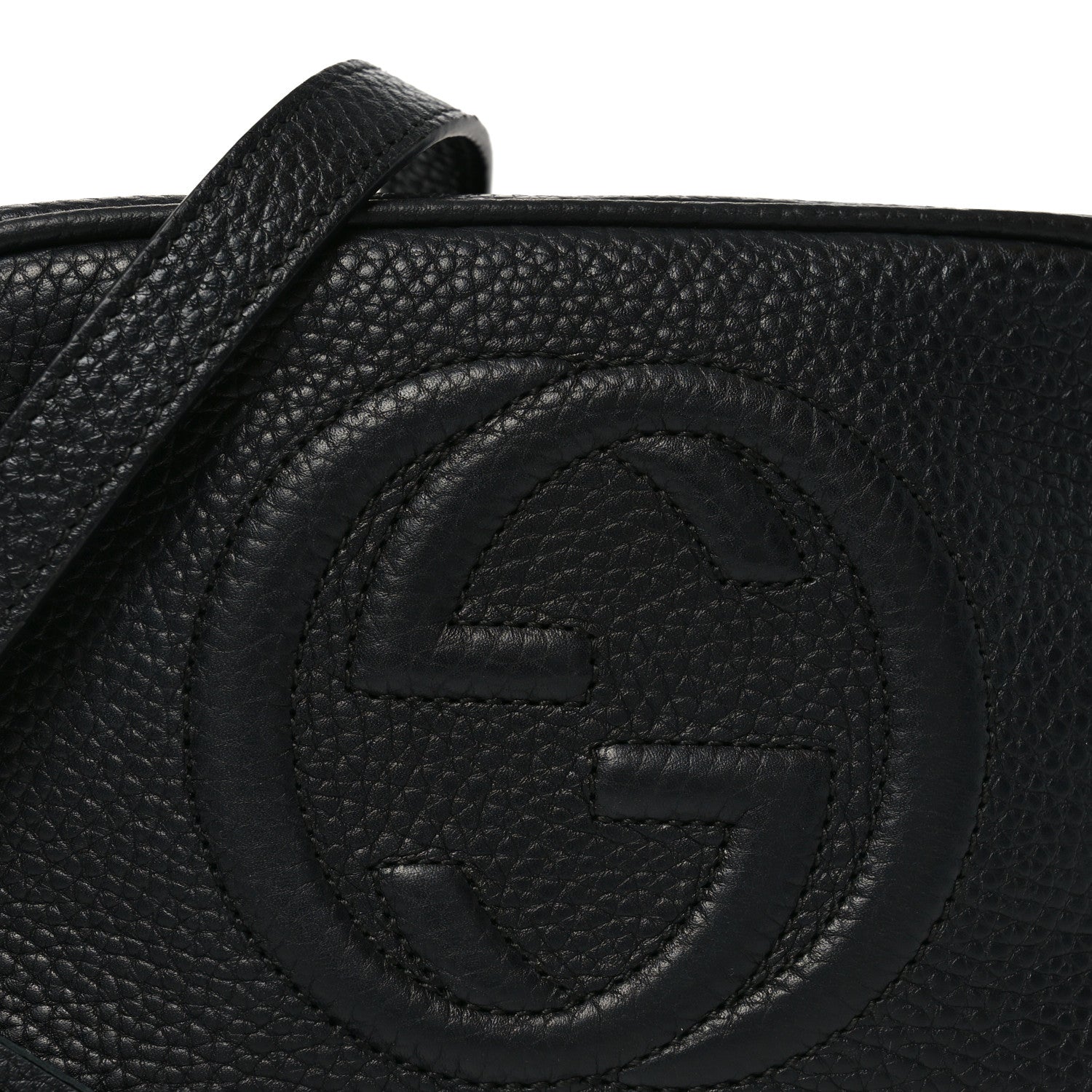 Pebbled Calfskin Small Soho Disco Bag Black