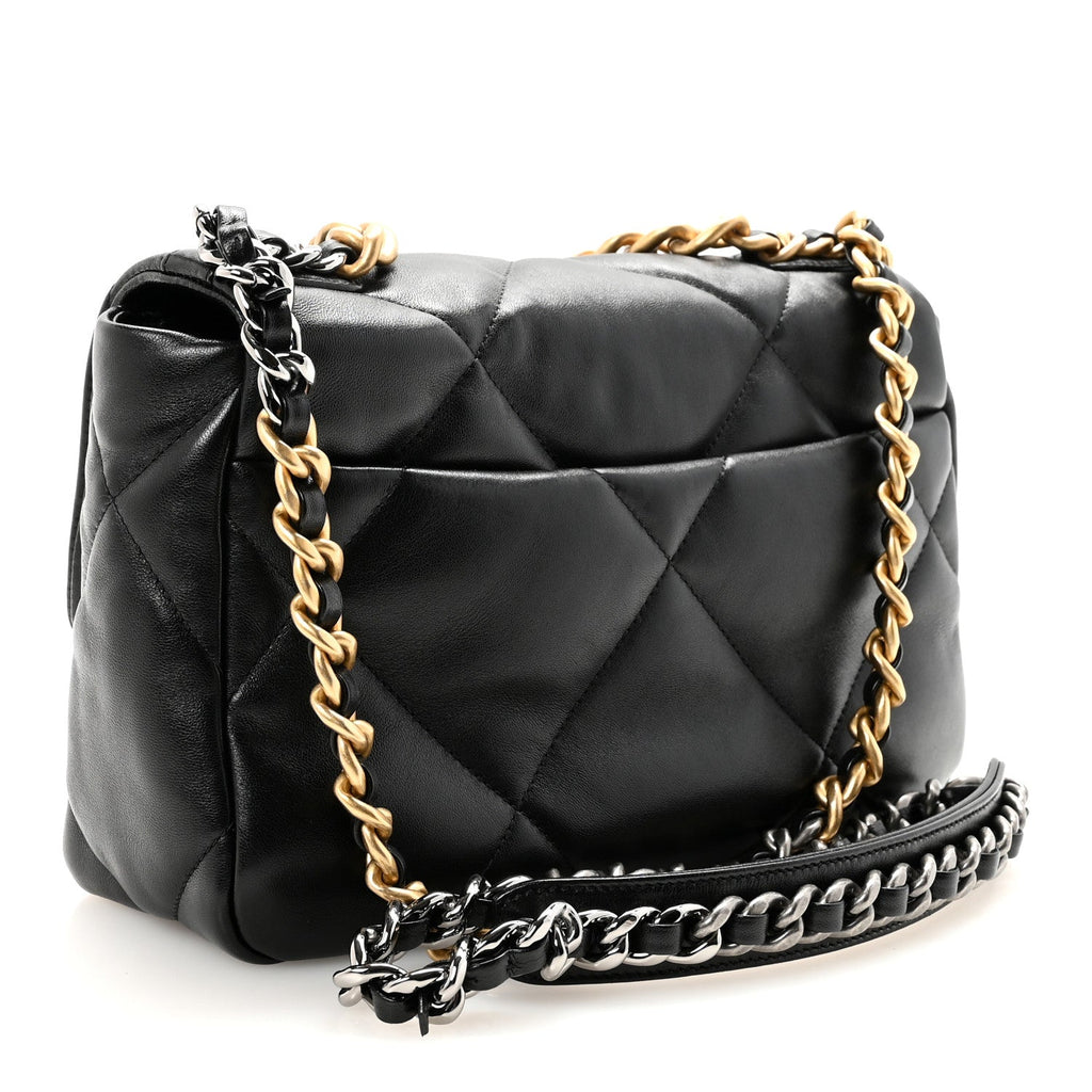 Lambskin Quilted Medium Chanel 19 Flap Black