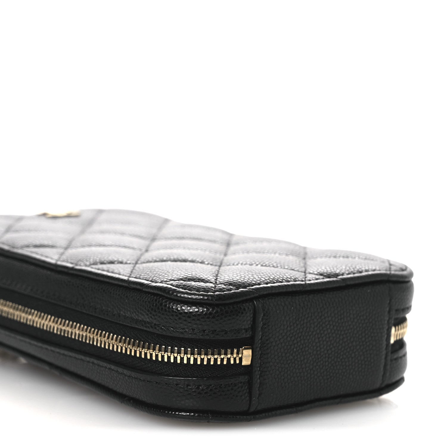Caviar Quilted Phone Holder Wallet On Chain WOC Black