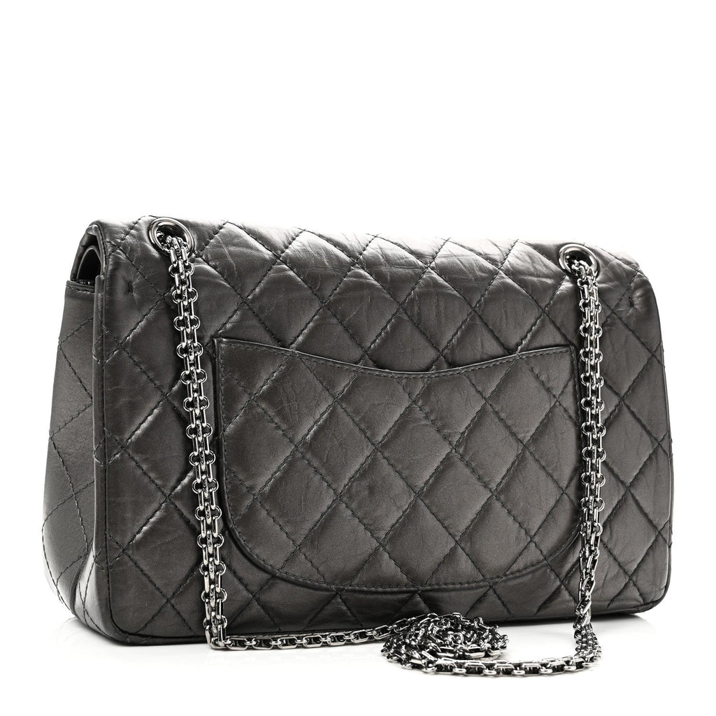 Metallic Aged Calfskin Quilted 2.55 Reissue 226 Flap Dark Grey