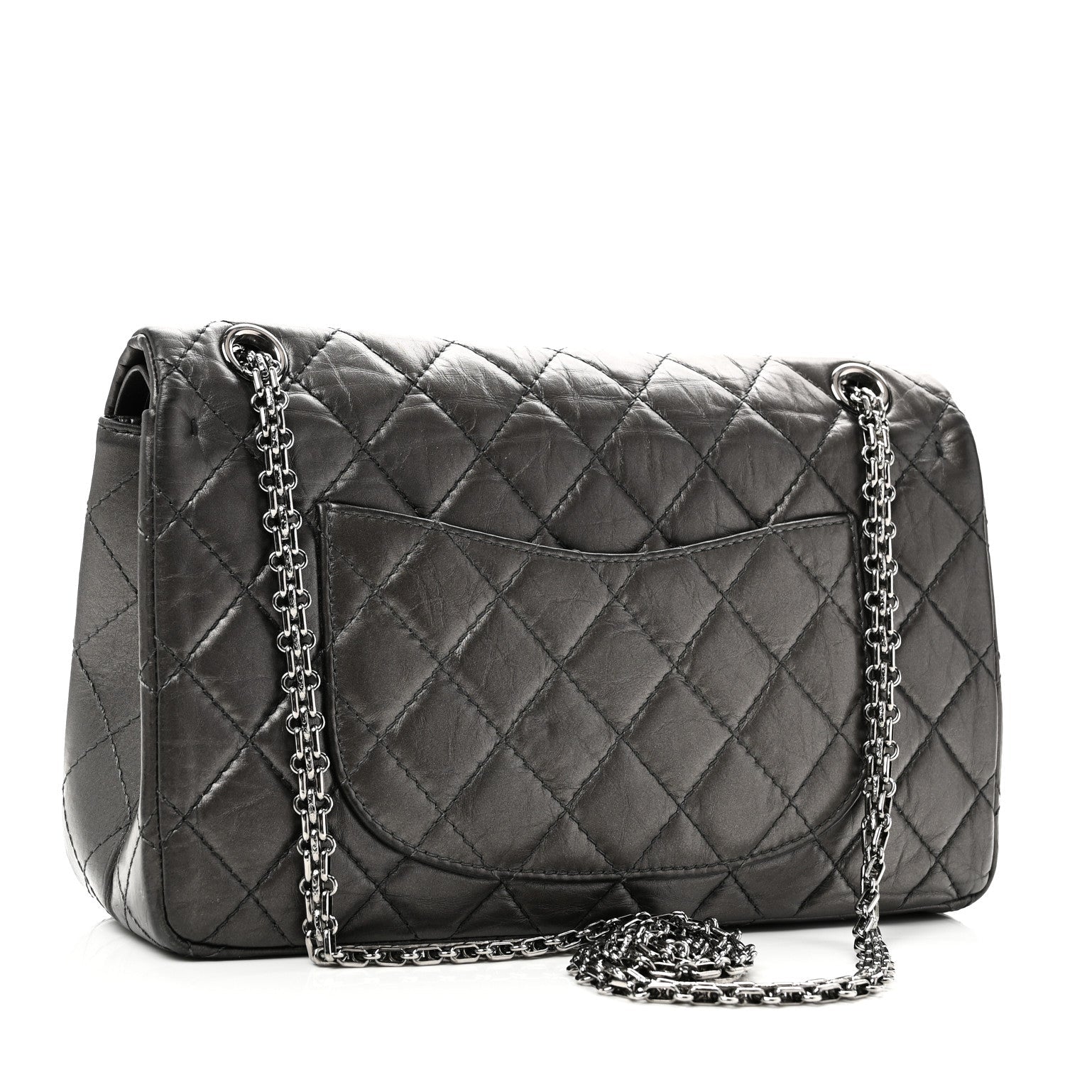 Metallic Aged Calfskin Quilted 2.55 Reissue 226 Flap Dark Grey