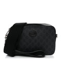 GG Supreme Monogram Azalea Calfskin Retro Interlocking G Wristlet Shoulder Bag Black