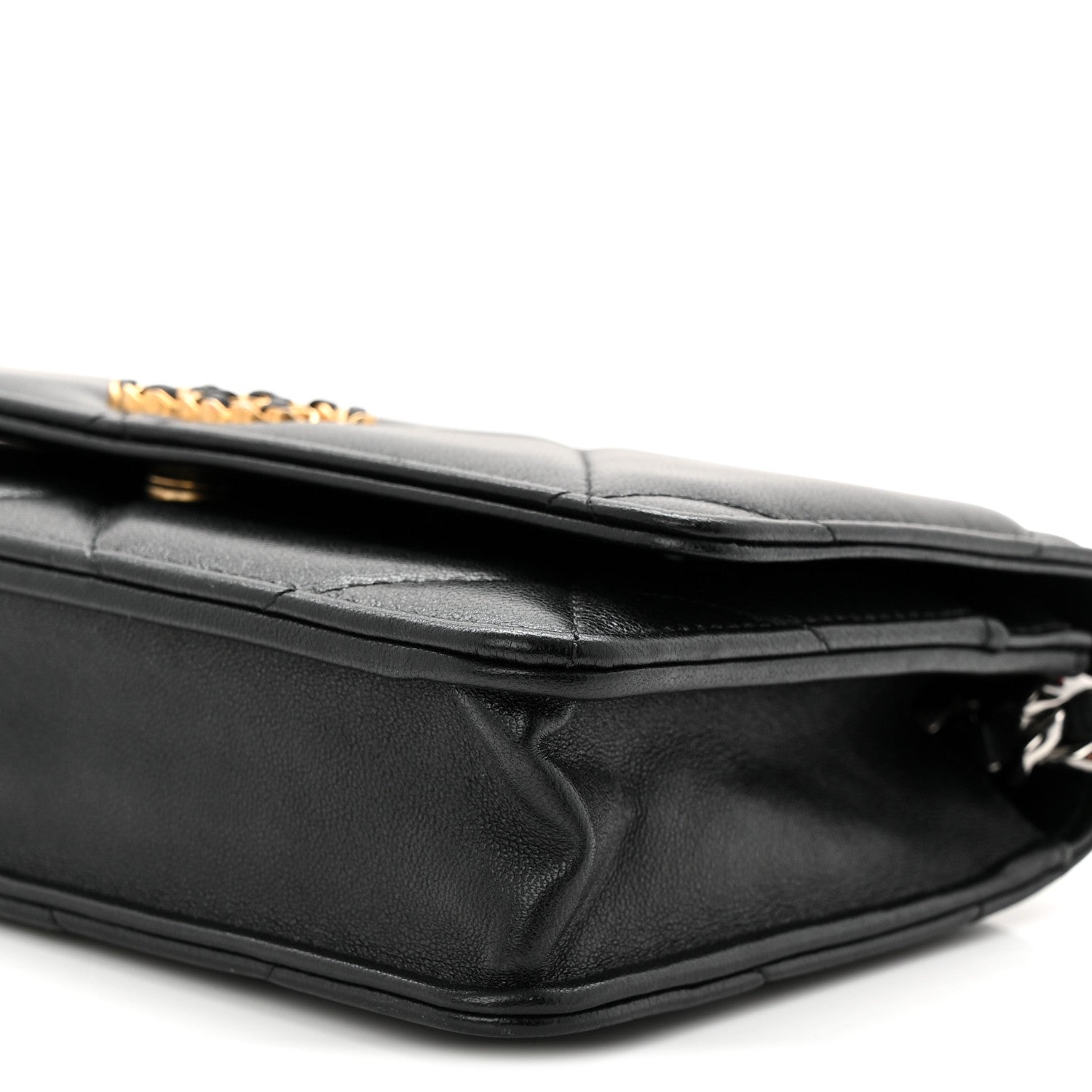Lambskin Quilted Chanel 19 Wallet On Chain WOC Black