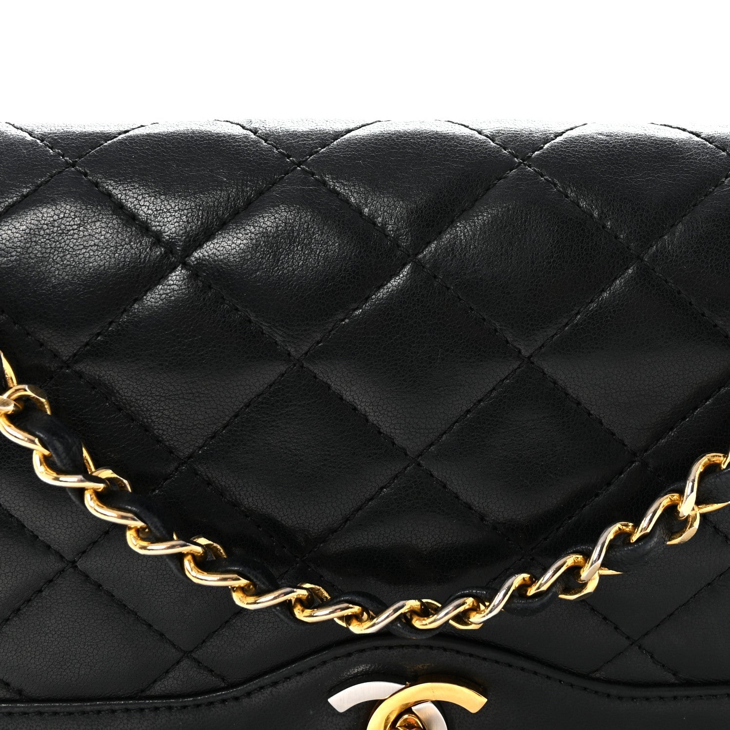Lambskin Quilted Medium Double Flap Bag Black