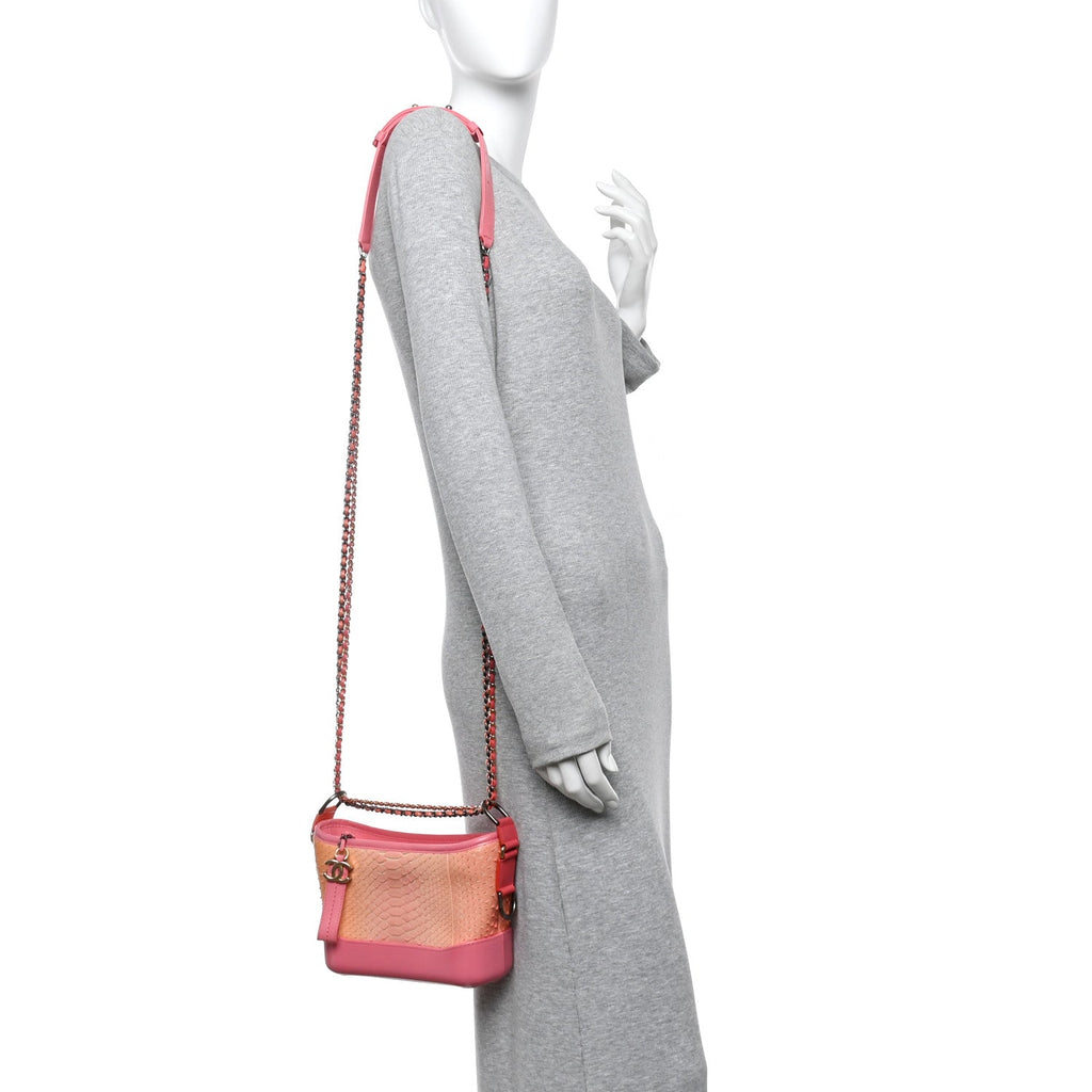Snakeskin Small Gabrielle Hobo Pink