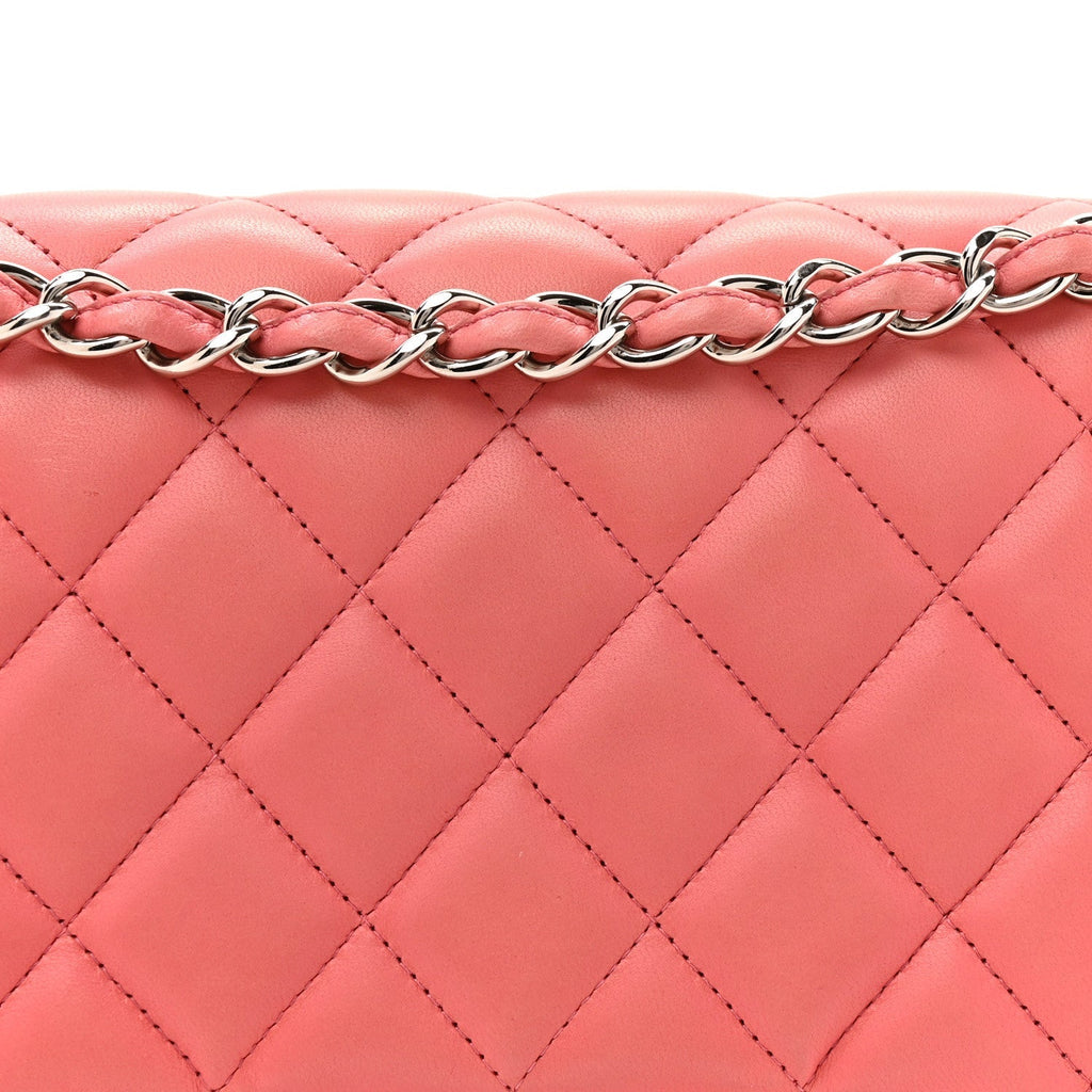 Lambskin Quilted Jumbo Double Flap Pink