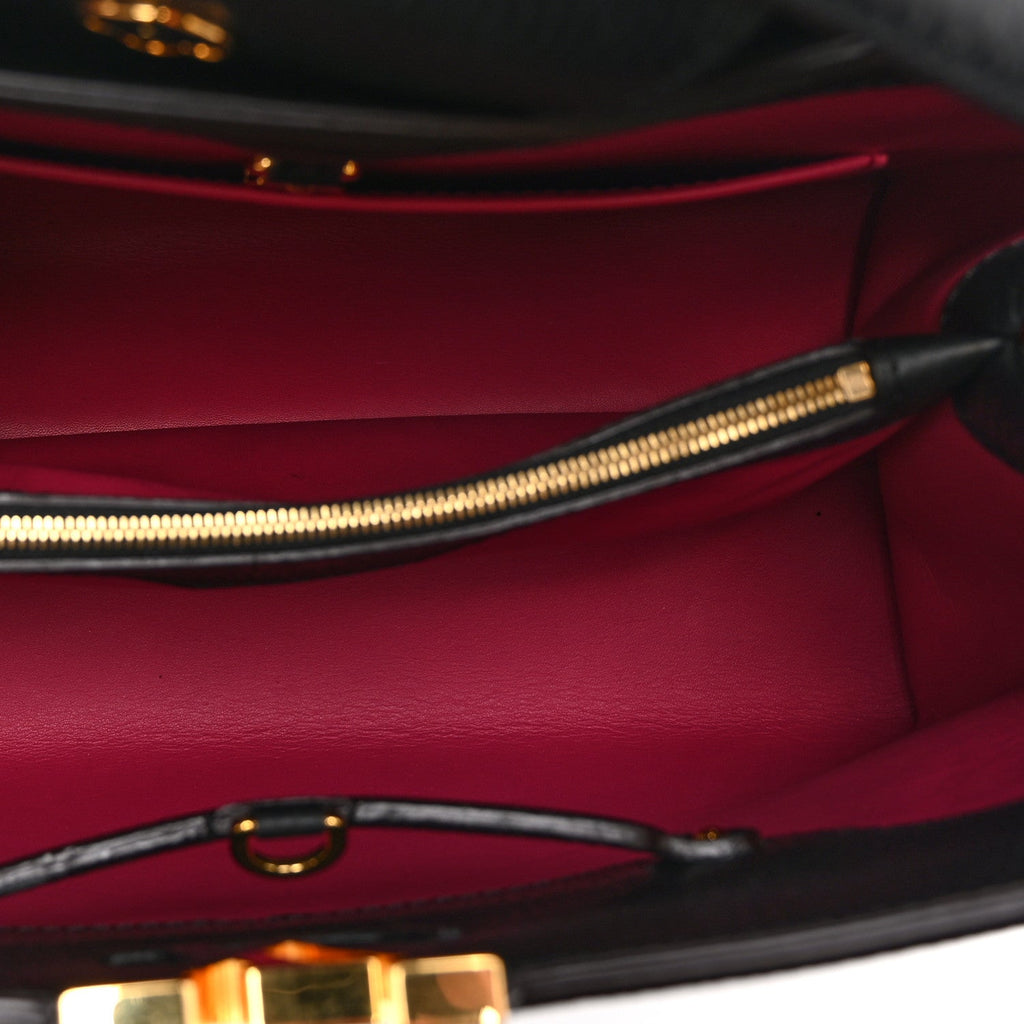 Taurillon Capucines MM Black Fuchsia
