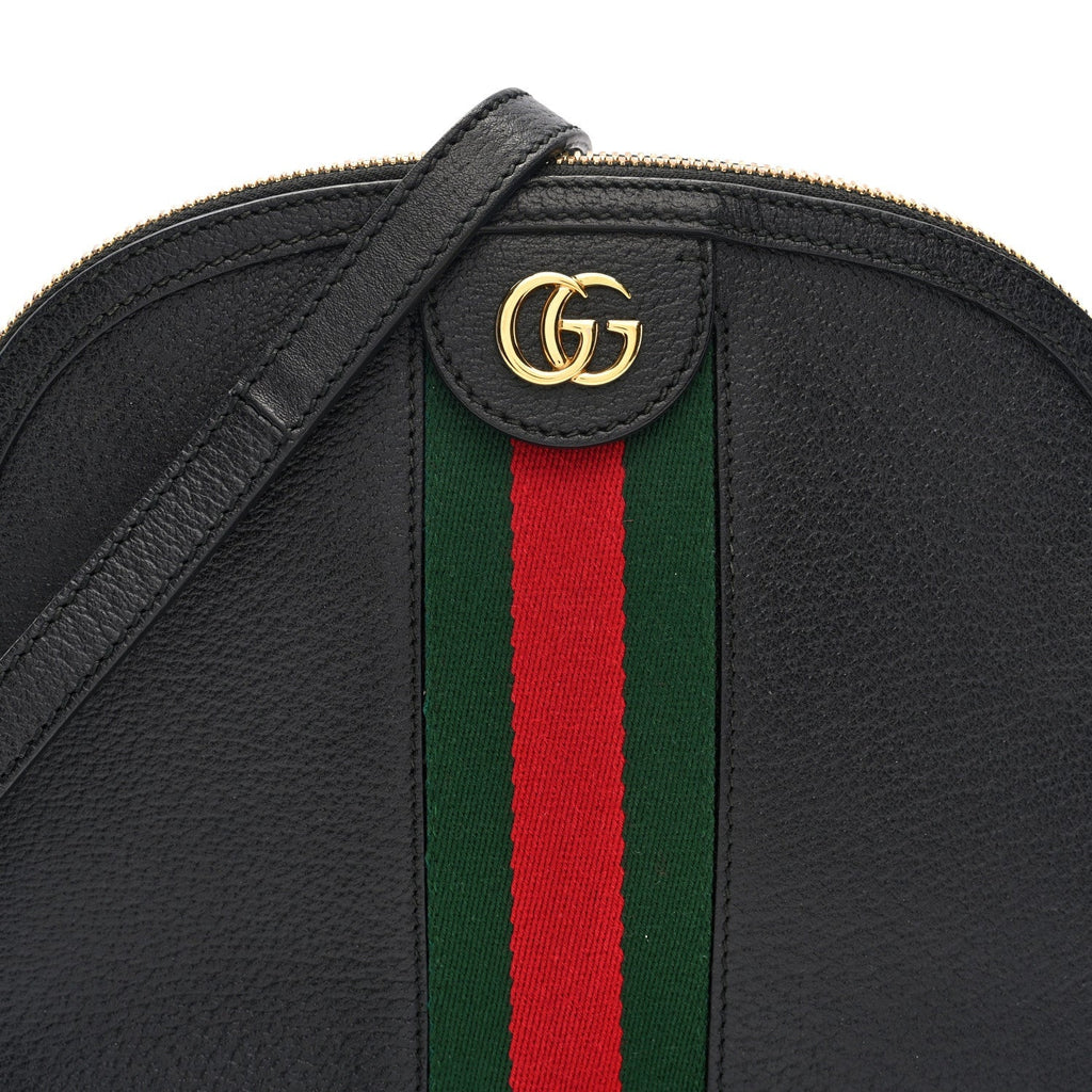 Calfskin GG Web Small Ophidia Dome Shoulder Bag Black