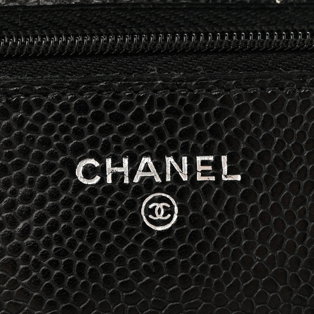Caviar Quilted Wallet on Chain WOC Black
