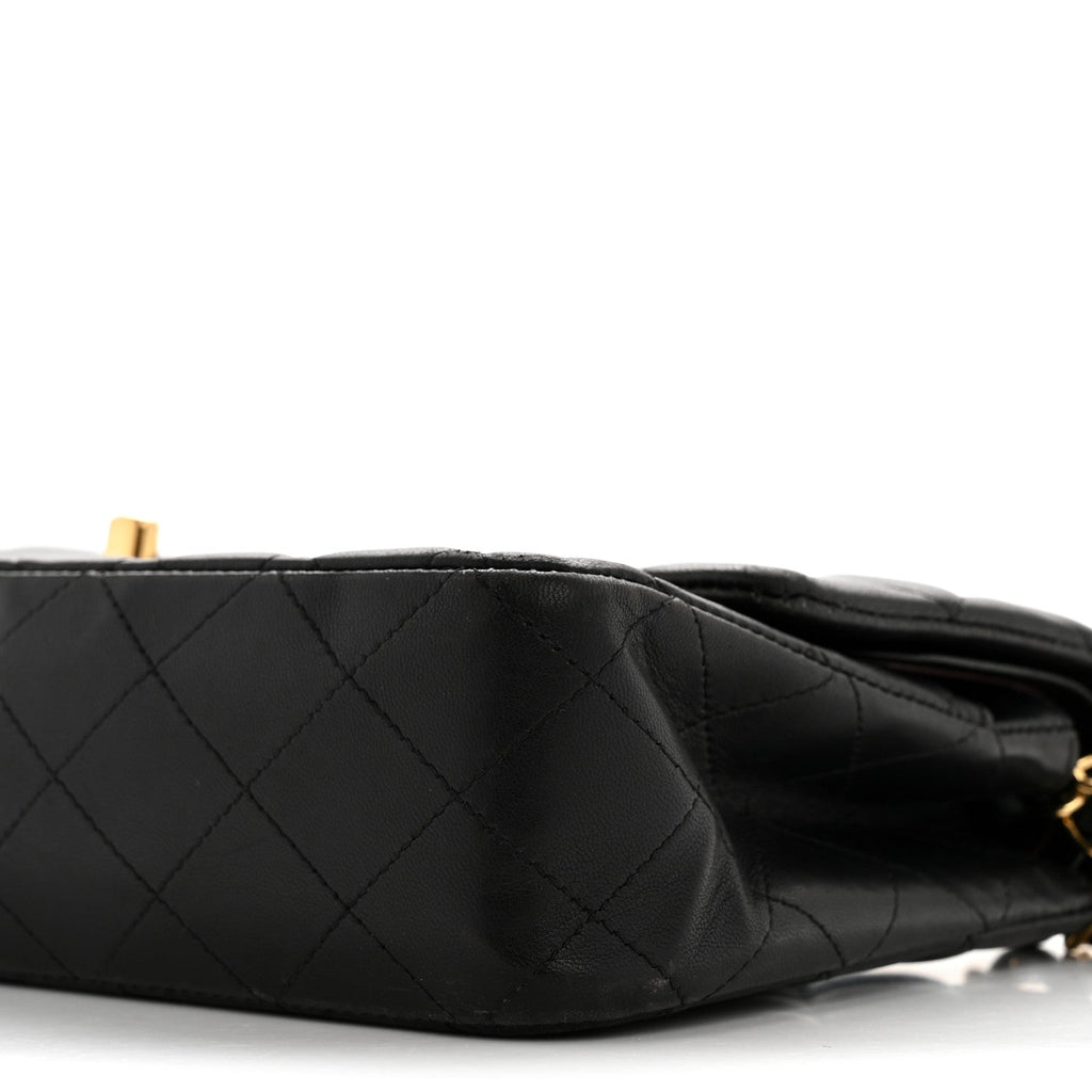 Lambskin Quilted Medium Double Flap Black