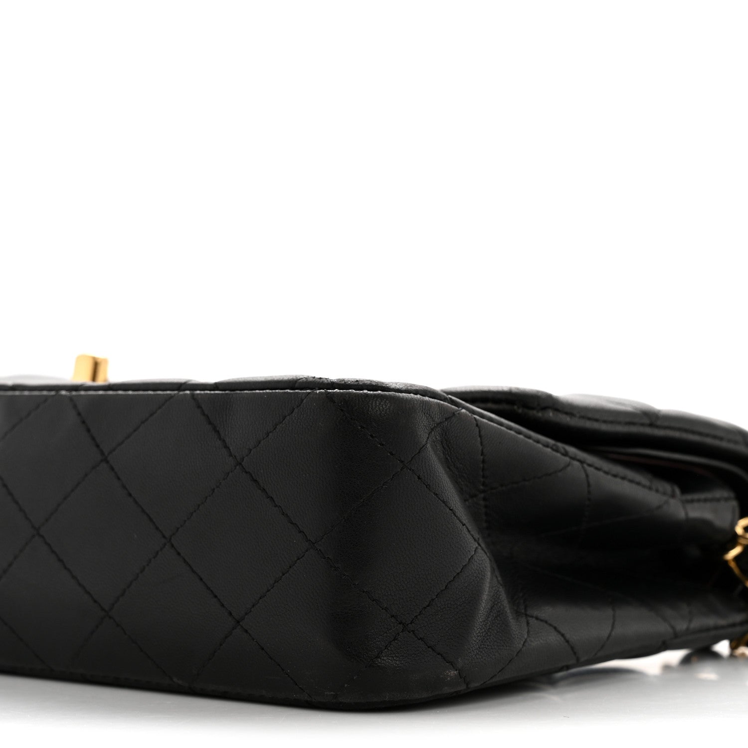 Lambskin Quilted Medium Double Flap Black