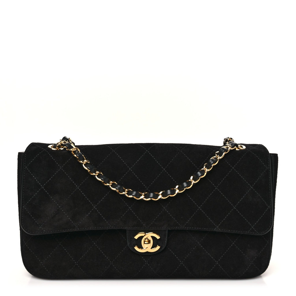 Suede Calfskin Small Souplissimo Maxi Flap Black