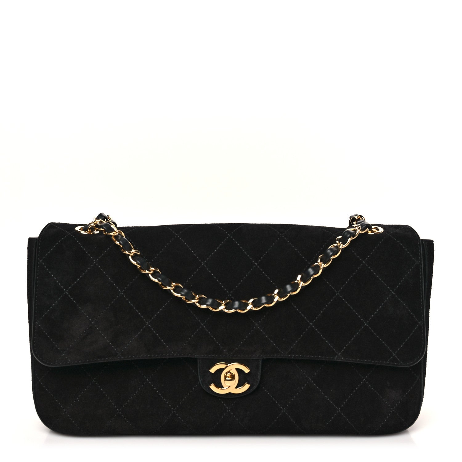 Suede Calfskin Small Souplissimo Maxi Flap Black