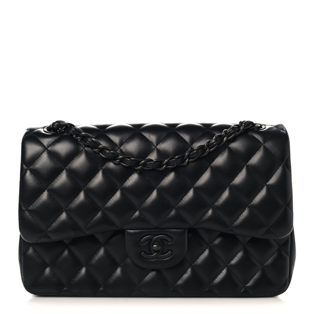 Lambskin Quilted Jumbo Double Flap So Black