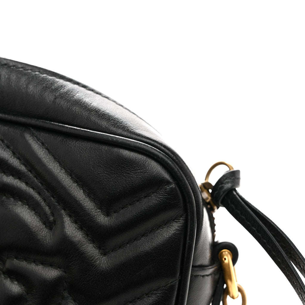 Calfskin Matelasse Mini GG Marmont Chain Shoulder Bag Black