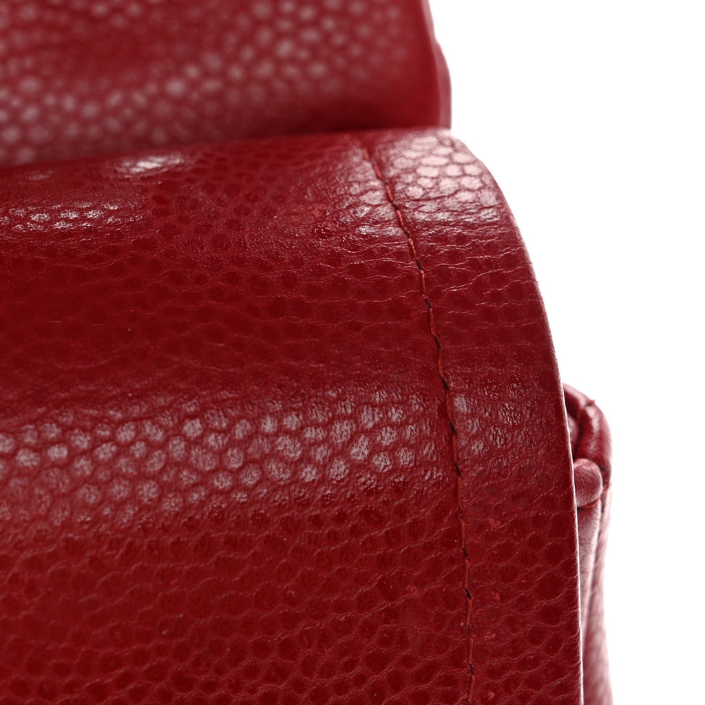 Caviar Quilted Jumbo Double Flap Dark Red
