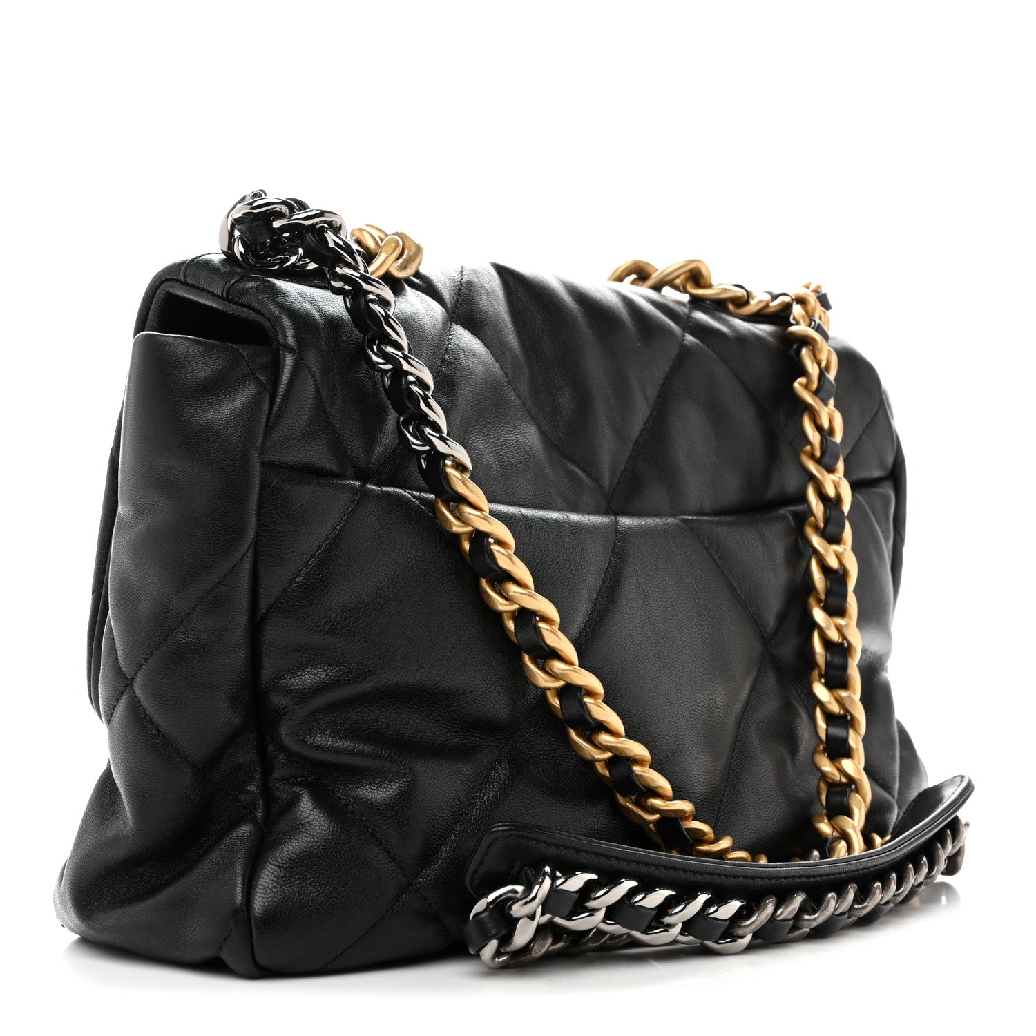 Lambskin Quilted Large Chanel 19 Flap Black