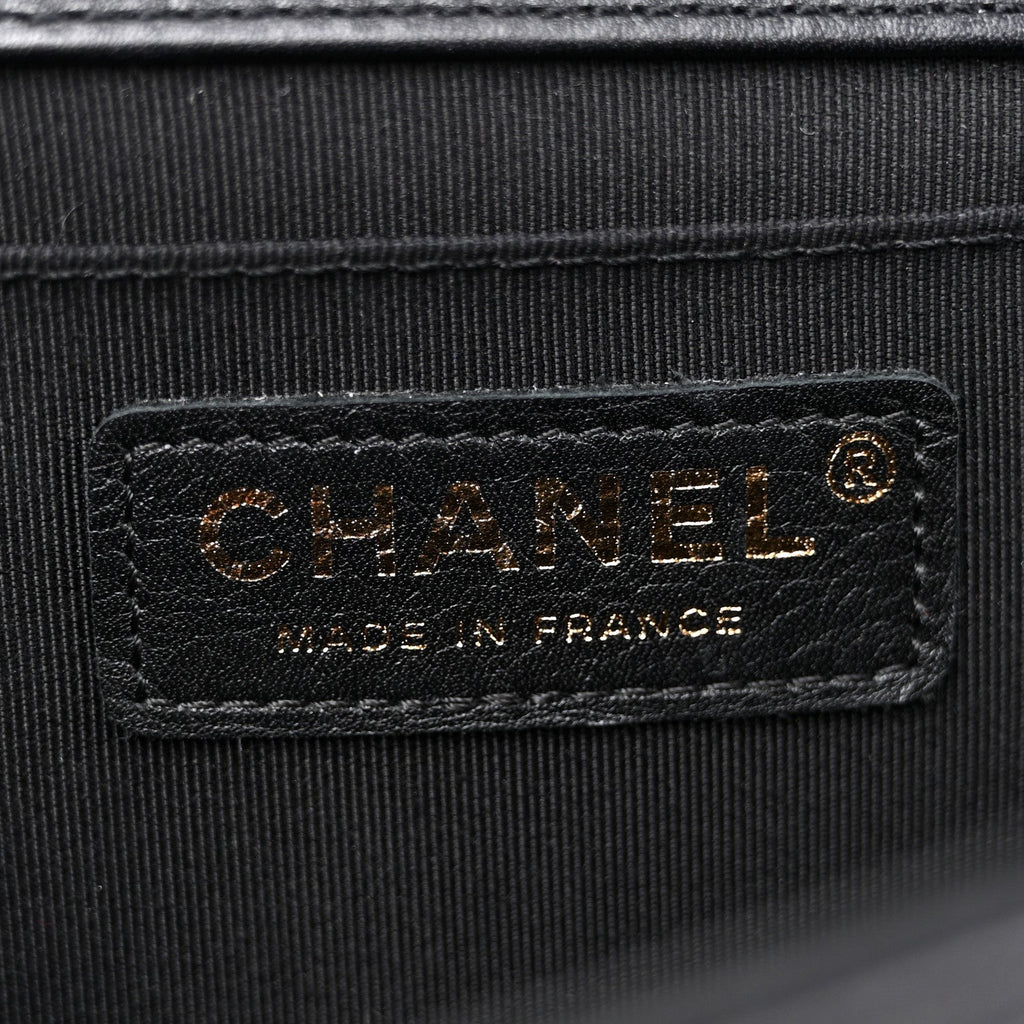 Calfskin Braided Medium Boy Flap Black